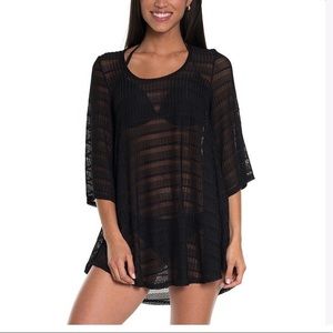 JORDAN TAYLOR Beachwear Black Scoop neck Tunic Cover Up
